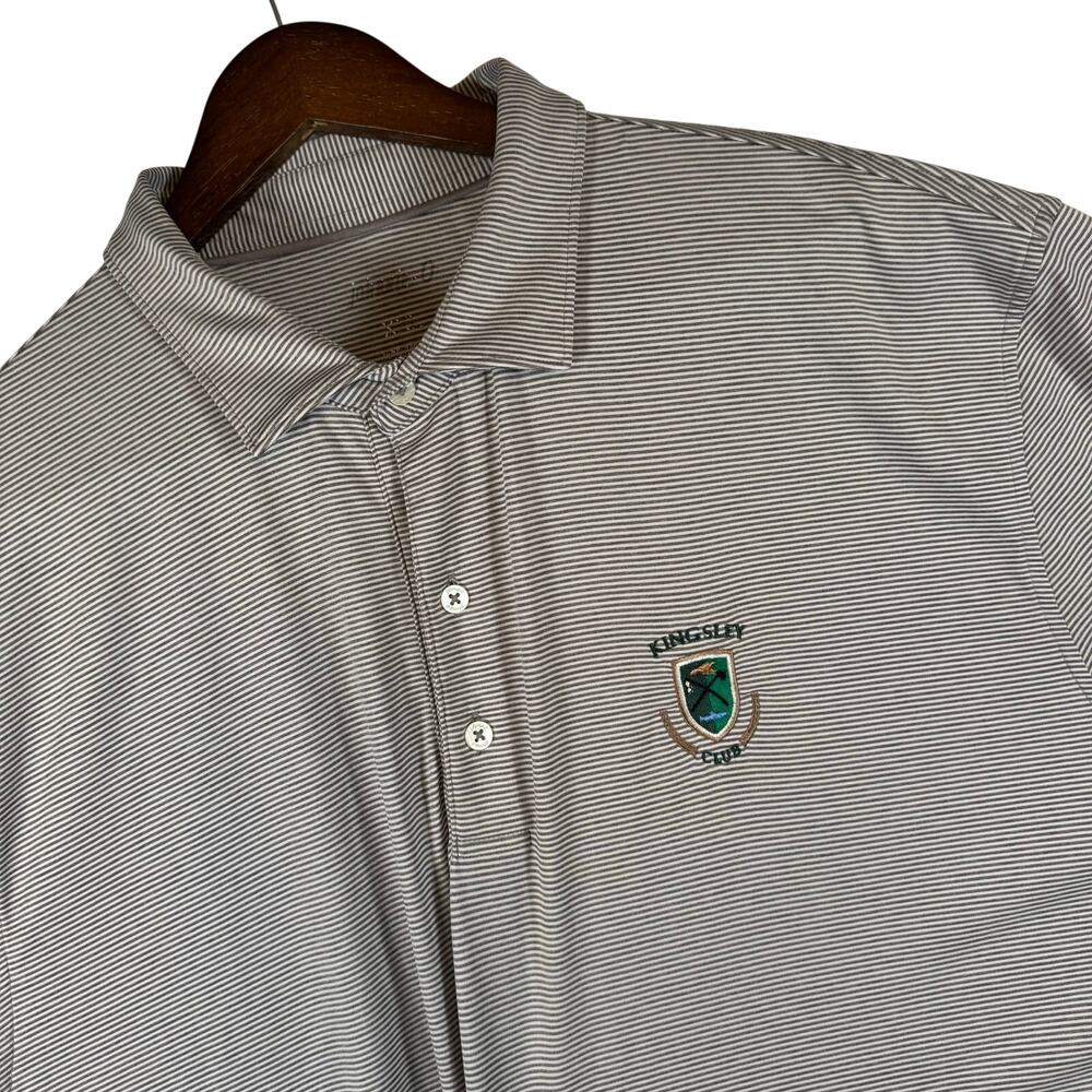 Johnnie-O Men’s XXL Striped Performance Polo Shirt Gray Stretch Kingsley Club
